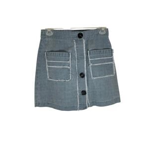 Magnolia South Front Button Raw Hem Denim Skirt Medium Boho Western Retro Pencil